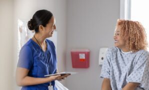 a physician gently examines