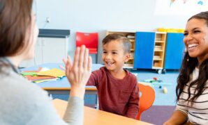 teacher student high five