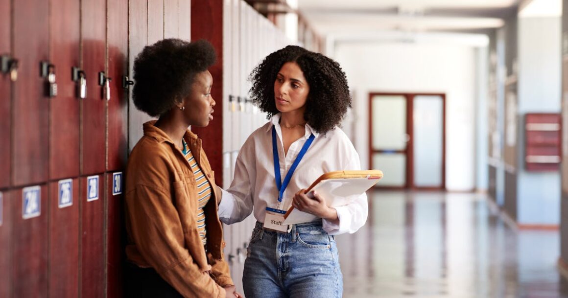 teacher talking with tensed