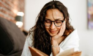 woman is lying in
