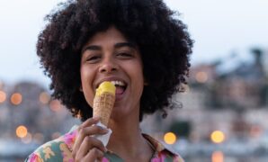 young woman with curly