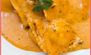 Giorgios Homemade Salmon Ravioli in a Creamy Tomato Sauce.jpg