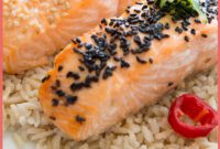 Oven Baked Salmon with White Black Sesame Seeds on Brown Basmati Rice.jpg