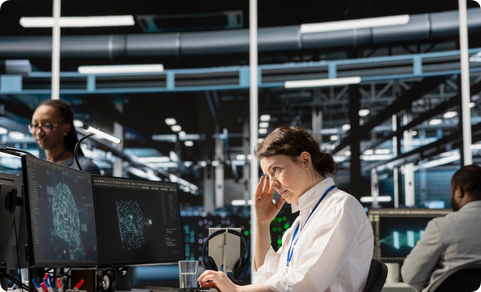 female ai engineer experiencing anxiety in tech hub.webp.webp